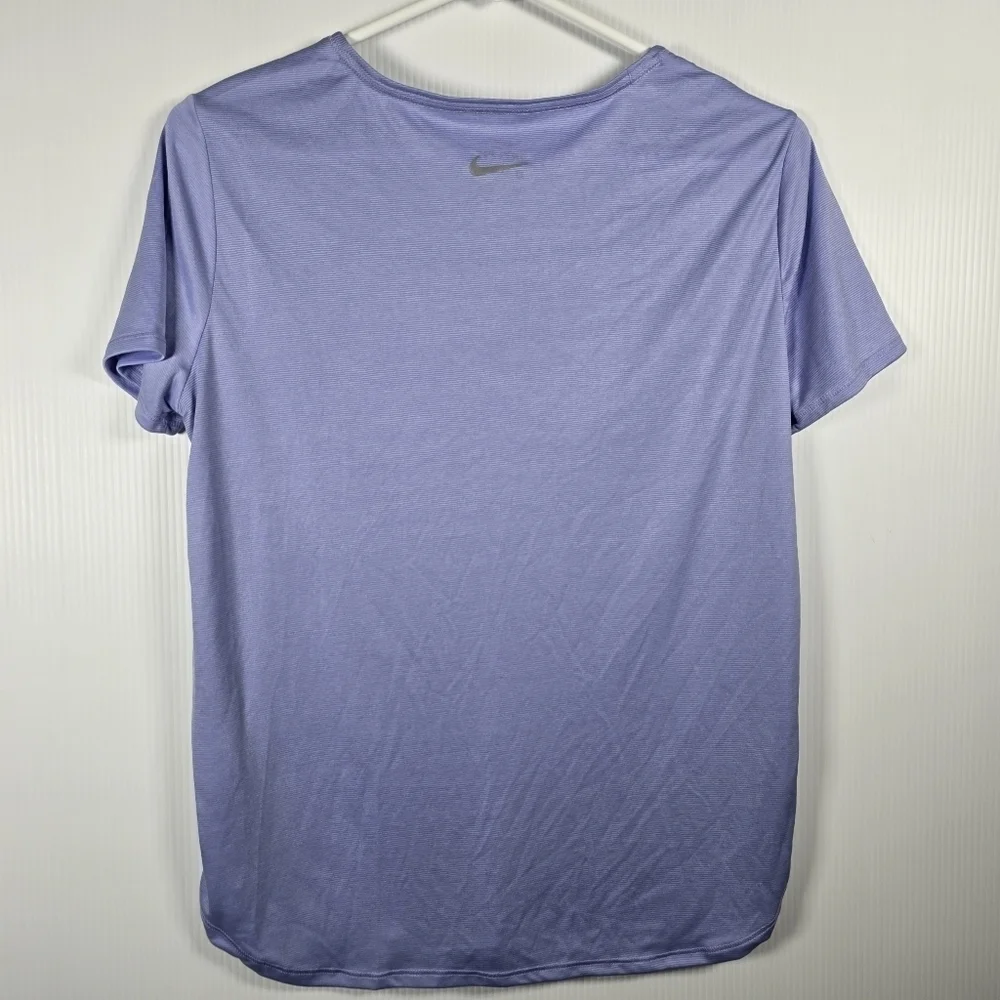 NWOT Nike Dri Fit Purple Just Do It T-Shirt Womens M Purple Faint Stripe Scoop